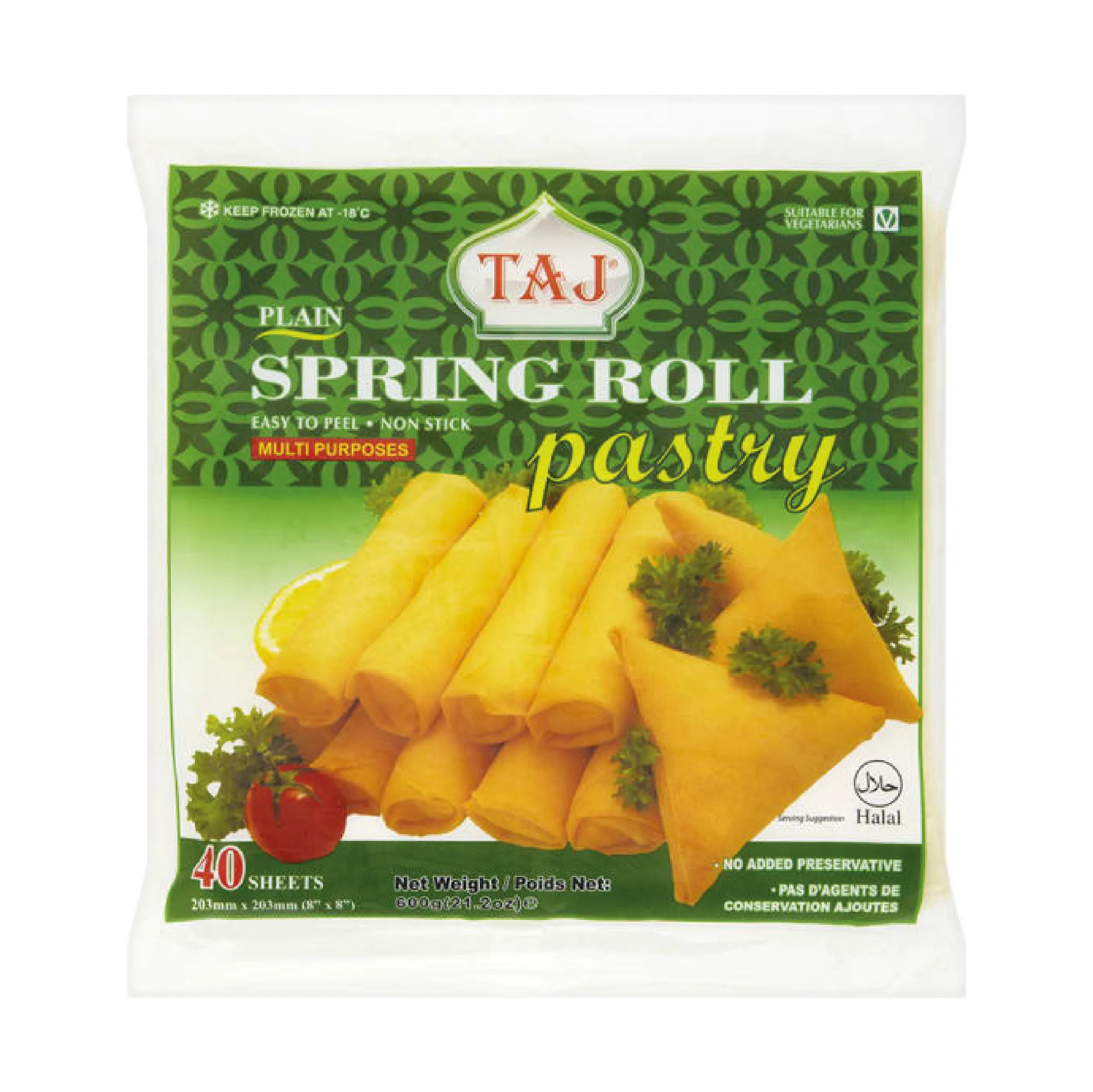 Pkt-106 Taj Multi-Purpose Spring Roll Pastry – 600g | 40 Medium, Easy-to-Peel Non-Stick Sheets - Image 1