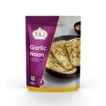 Taj Brand Frozen Garlic Naan – 300g (4 Pieces) | Traditionally Tandoor-Baked & Vegan-Friendly