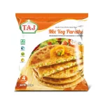 Taj Brand Frozen Mix Veg Paratha – 400g (4 Pack) | Whole Meal Flatbread Stuffed with Mixed Vegetables