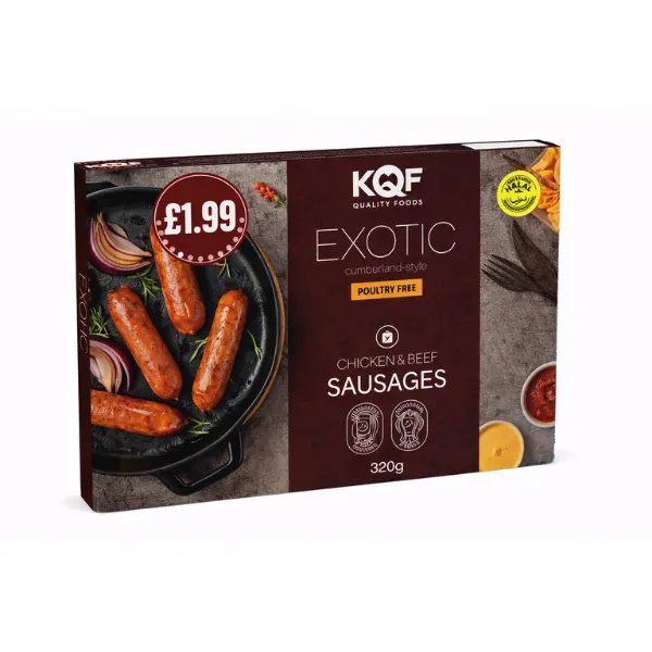 9 KQF Exotic Cumberland-Style Chicken & Beef Sausages (320g) - Image 1