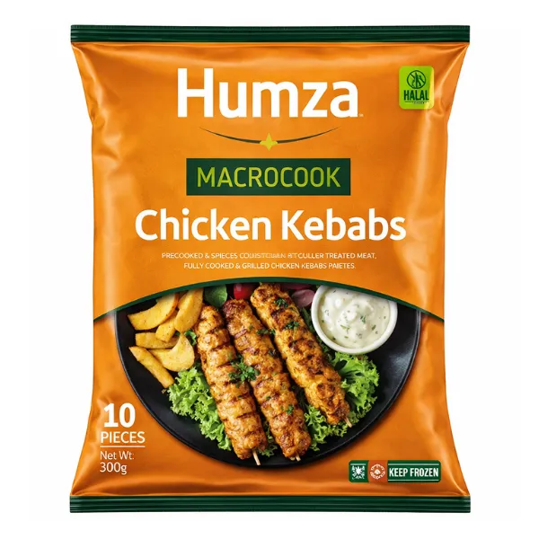15 Humza Halal MacroCook Chicken Kebabs — Fully Cooked & Grilled, Pack of 10 Pieces (300g) - Image 1