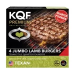 KQF Premium Grilled Halal Texan Style Jumbo Lamb Burgers – 4 Quarter Pounders (464g)