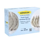 Armaan The Delicate Promise Fresh Frozen Vannamei Shrimp – High Pressure, Premium, Head-on, Shell-on, Size 20-30 (2kg)