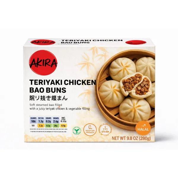 AKIRA Teriyaki Chicken Bao Buns (9.8 OZ / 280g) – Soft Steamed Savory Delights