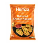 Humza 100% Halal Battered Chicken Nuggets — Chopped & Shaped Chicken Breast in a Light Crisp Batter (800g)