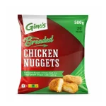 Gino's Breaded Chicken Nuggets — Tasty Pre-Dipped Chicken Meat in a Crispy Golden Breadcrumb Coating, 20 Pieces (500g)