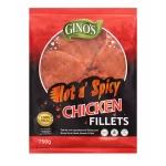 Gino's 100% Halal Hot & Spicy Chicken Fillets — Fiery Marinated Whole Chicken Fillets (750g)