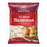 Shazans Frozen Meat Samosas — Crispy Pastry Parcels Filled with Spicy Meat & Onions, Bumper Pack of 50 Pieces